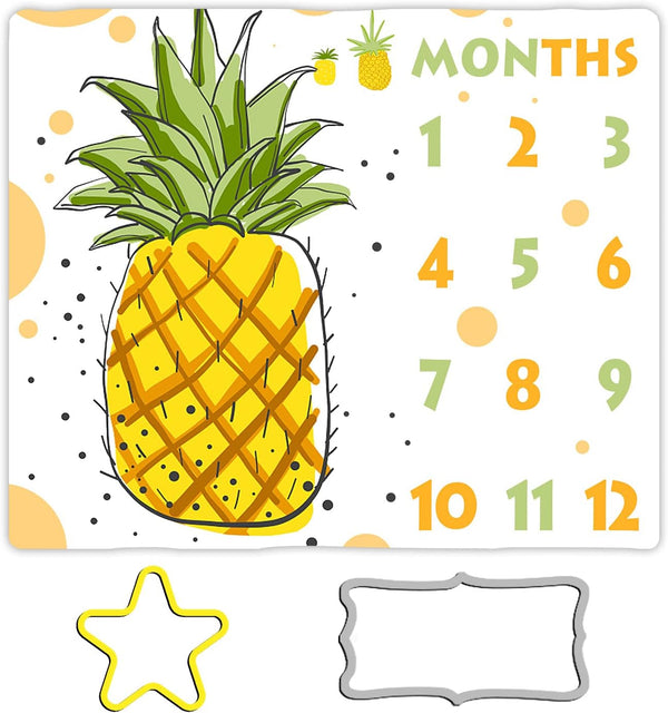 Pineapple Baby Monthly Milestone Blanket, 48x40in Cool Summer Fruits Blanket for Newborn Mom Gifts Baby Shower