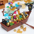 220 Pcs Pirate Treasure Money Parts Building Blocks, Expedition Wooden Boats Treasure-Maps, Cash Chests with Gold