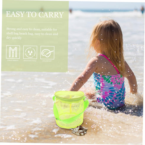 Beach Storage Bag for Kids - Mesh Beach Tote Organizer for Summer Bags, Toy Bucket, and Sand Toy Bag in Green