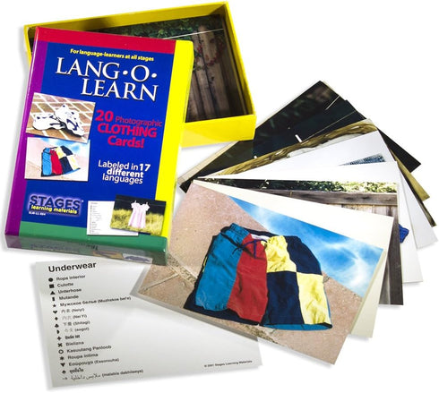 Stages Learning Materials Lang-O-Learn ESL Clothing Vocabulary Flashcards for English, Spanish, + More
