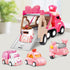 seveclotree 9 1 1-4 in Carrier Truck Cars Toys - Pink Princess Girl Car with Light and Sound - Toddler Toys Age