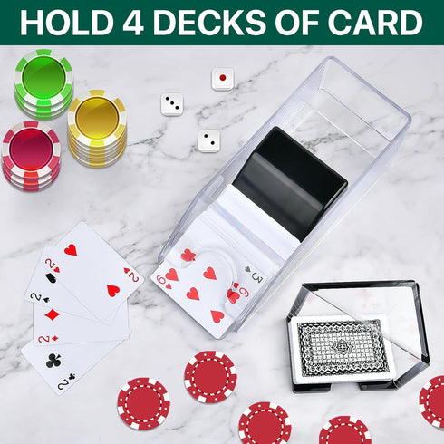 4 Deck Blackjack Shoe and Discard Tray - Clear Acrylic Card Dispenser for Poker Game Night