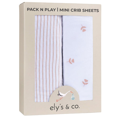 Elys & Co. Pack and Play Sheets, for Mini/Portable Crib, 2 Pack