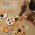 34PCS Set, 4 5 6 7 8 GILOBABY Tea Party Play Food Complete Bakery Pretend Play Toys with Cake, Donuts, Cookies & Plates