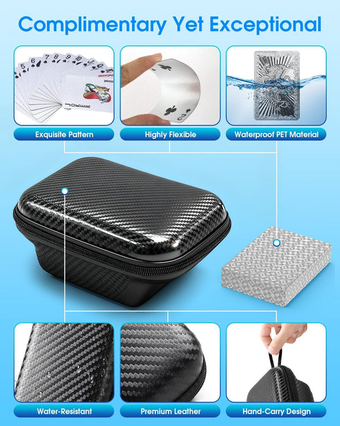 12 10 Rechargeable Automatic Card Shuffler Dual Modes (Auto & Semi-Auto), Deck Capacity with Leather Case & Waterproof