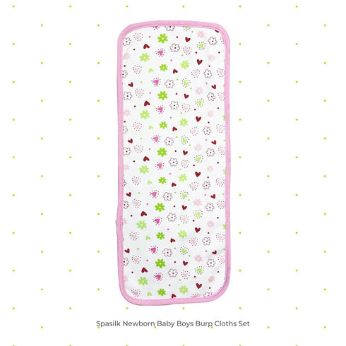 3 Pack 100% Spasilk Baby Cotton Burp Cloths for Newborn Boys and Girls, Pink Flower, One Size