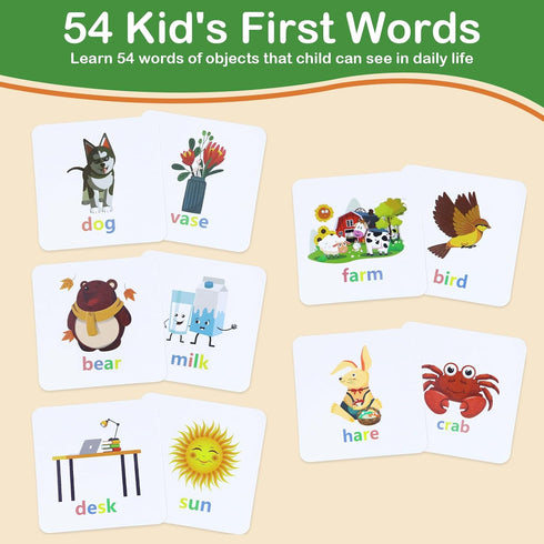 Word Spelling Game | Matching Letter Game for Kids, Fast-paced Word Race Cube Game, 54pcs Flash Cards