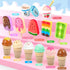 Counter Playset 3 4 5 6 7 8 Loscola Ice Cream Toy, Wooden Ice Cream Toys for Kids Toddlers, Pretend Play Kitchen Food