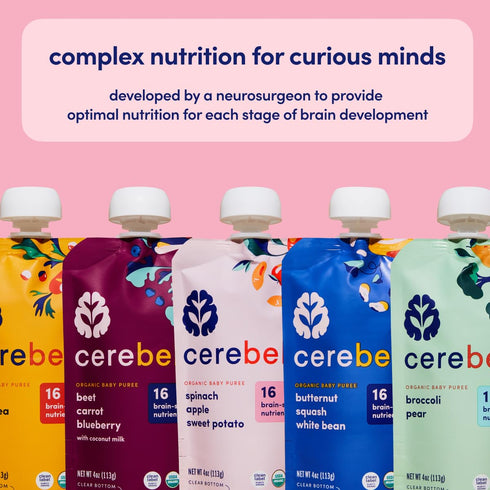 Cerebelly Baby Food Pouches – Organic Spinach Apple Sweet Potato (4 oz, Pack of 6) - Healthy Toddler Snacks