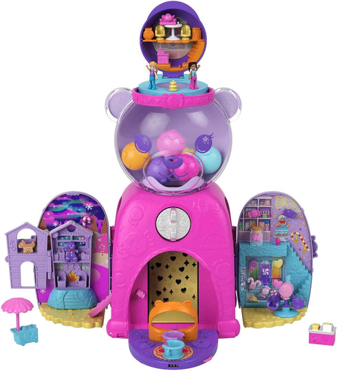 Polly Pocket Travel Toy | Gumball Bear Playset with 2 Micro Dolls & 26 Accessories | Compact Animal Toy
