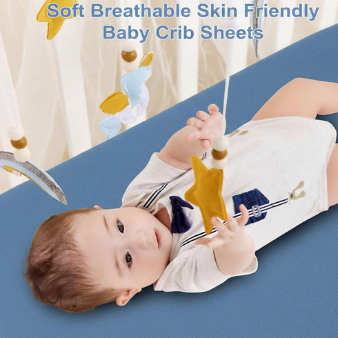2 Pack 28"x 52"- Muslin Crib Sheets for Boys & Girl- Neutral Breathable Cotton Crib Mattress Sheets Fitted for Standard