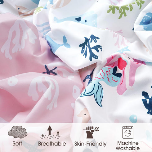 3 Pack 28x52 Inches PHF Soft Mermaid Crib Sheets Fitted, Silky Comfy Breathable Baby Sheets for Boys Girls Neutral