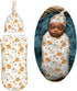 Sets Pumpkins and Anise Stars Newborn Swaddle Blankets Hat Soft Baby Receiving Blanket Swaddle Sack for Baby Shower