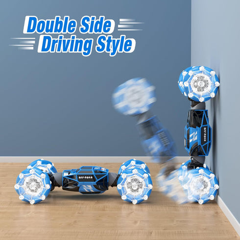 Powerextra Pro 6-12 2.4GHz 4WD 360 Gesture RC Car, Gesture Sensing RC Stunt Car Toys with Lights & Dance for Kids yr