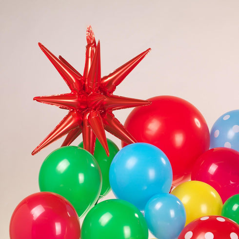 Red Blue Green Yellow Balloon Garland Kit 130Pcs with Cloud Mushroom Star Balloons for Party Decorations