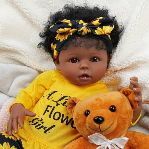 BABESIDE 3 Pcs Reborn Baby Doll Clothes - Sunflower Outfit Accessories Set for 17-22 Inch Dolls