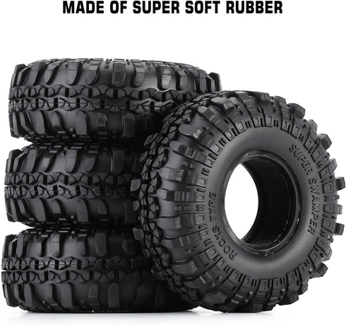 INJORA RC Tires 1.9inch, 4Pcs RC Rubber Tyre Set for 1:10 RC Crawler Axial SCX10 and Tamiya
