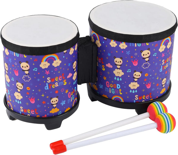 Bongo Floor Tom Drums Set for Kids, Children Percussion Music Instrument with 2 Mallets