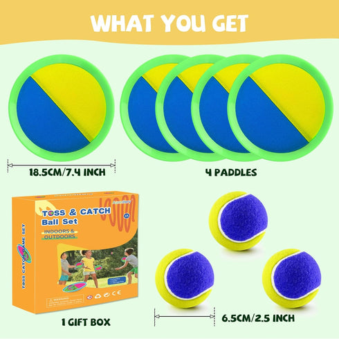 Set 4 3 Sets, Sets Outdoor Games - Beach Toys, Toss and Ball with Paddles and Balls, Perfect Yard Games Playground