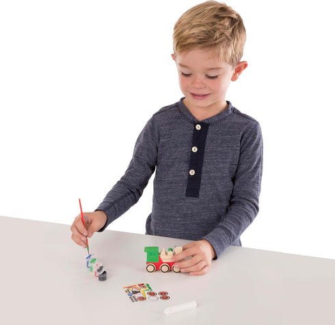 Melissa & Doug Created by Me! Paint & Decorate Your Own Wooden Vehicles Craft Kit, 2 Pack – Monster Truck, Train
