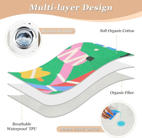siphylline 52" 34" Cartoon Cute Christmas Light Green Extra Large Resuable Bed Underpads Highly Absorbent Baby Diaper