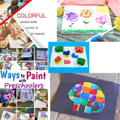 Paint Brushes for Kids with No Spill Paint Cups and Art Smock, 100PCS Brush Set for Toddler Watercolor and Acrylic Paint