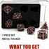 Set,7-Piece 3D Hollow Grim Reaper Metal DND Dice Polyhedral RPG Dice, Hollow Skeleton Design (Blood Red Numbers)