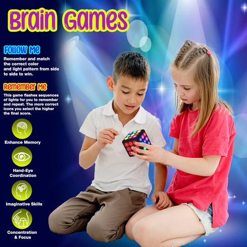 Electronic Brain & Memory Game Cube - Fun Toy Gift Ideas for Ages 6-12, Handheld Games for Kids and Teens
