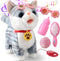Ylpaprm Gray Walking Cat Set Interactive Toy Cat for Girl Repeat What You