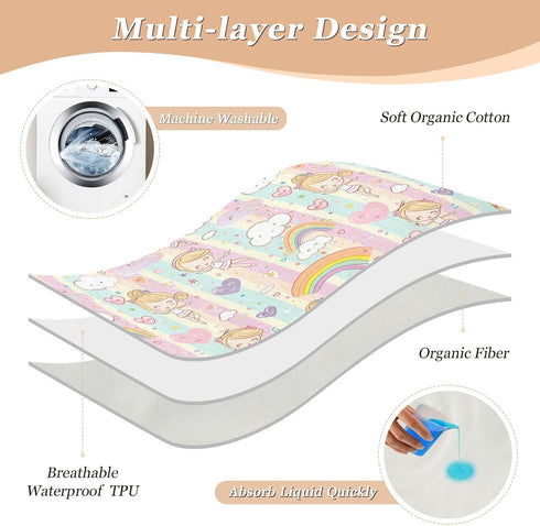 siphylline 52" 34" Ballerina Music Box Cartoon Extra Large Resuable Changing Pad Covers Highly Absorbent Bed Wetting