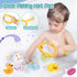 CUTE STONE Baby Bath Toys, No Hole Floating Squirting Bathtub Toy W/ Water Slide Building Track, Duck Fishing Net Game