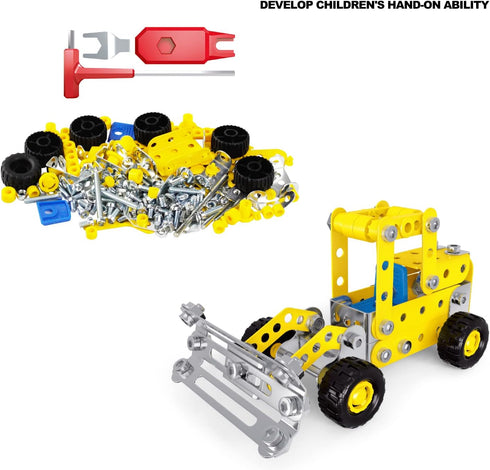 7 in 1 STEM Toys - Erector Set for Boys Age 8-12, Learning Engineering Kids Building Blocks Model Kits, Metal