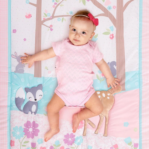 Set 3 Set UOMNY Crib Bedding for Girls Piece Woodland Baby Girl Crib Bedding Include Fitted Crib Sheet Comforter Crib