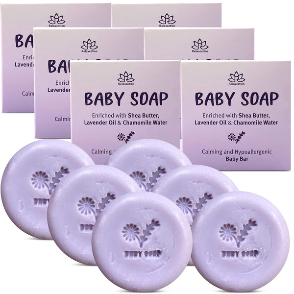 100% Natural LAVENDER CHAMOMILE Baby Soap Bar with Lavender Essential Oil, Organic