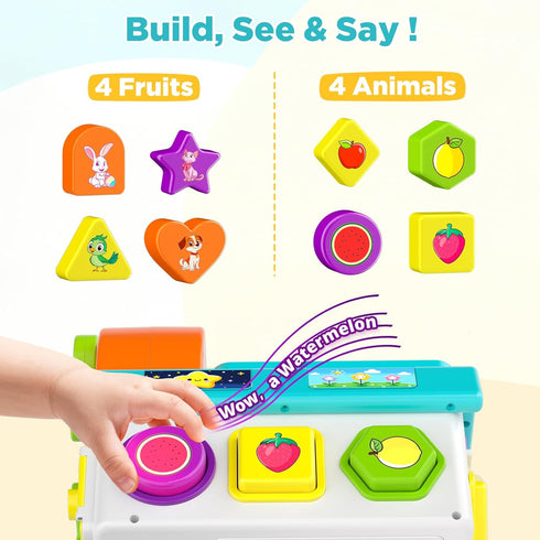 1,2 1-3 12-18 1-2 Learning Toys for Year Old Girl Boy Gifts, Montessori Shape Sorting Toys for Toddler Age, Musical