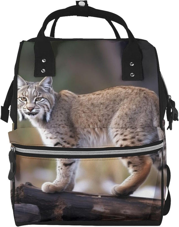OUSIKA Wild bobcat Print Diaper Bag Multifunction Laptop Backpack Travel Daypacks Large Nappy