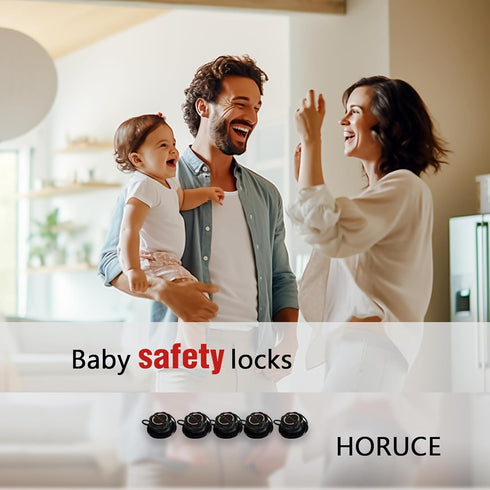 5 Pack Cabinet Locks for Baby Proofing, Adjustable Child Safety Locks, Easy to Use, No Drill, No Tools (Black)