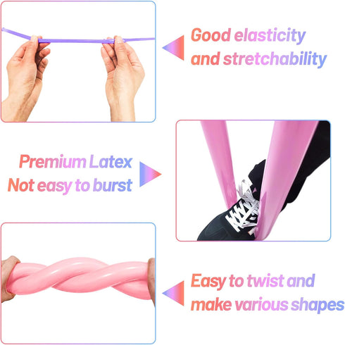 LXZFCRG 100Pcs Long Balloons with Pump, Premium Latex Twisting Balloons animal kit, Birthday Gifts for Girls and Boys