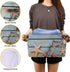 AUUXVA Summer Beach Sand Storage Basket Bin, Rustic Wooden Starfish Large Fabric Toys Storage Cube Box
