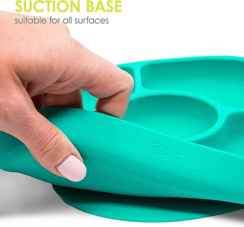bbluev Yuemi Food Grade Silicone Suction Plate & Spoon Set - BPA-Free, Microwave & Dishwasher Safe