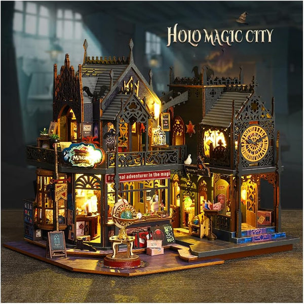 DIY Miniature Dollhouse Kit Magic Castle, Tiny House to Build, 3D Wooden Puzzle Furnishing Decor Model