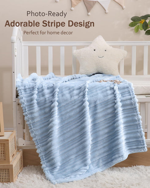 30 40 Inches 320GSM HOMRITAR Baby Blanket for Boys Girls Ultra Soft Warm Fleece Fluffy Blue Blanket for Toddler