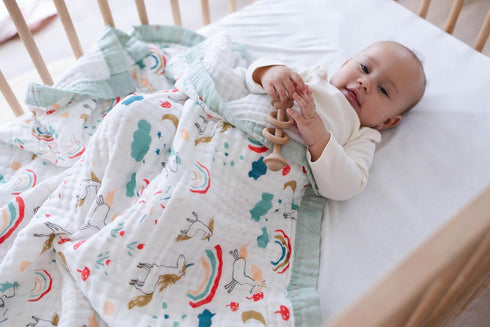 100% 6-Layer Cotton Muslin Baby Blanket | Soft & Breathable Swaddle & Receiving Blanket | Lightweight Quilt
