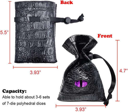 Haxtec Dragon Dice Bag Small Drawstring Leather DND Pouch Compatible with Dungeons and Dragons Gift