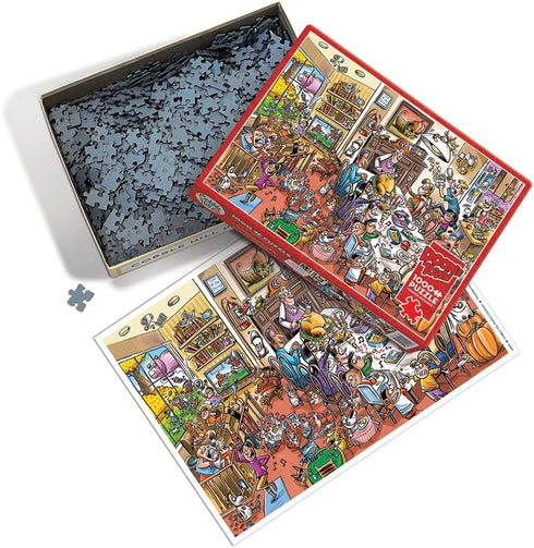 Cobble Hill 1000 Piece Puzzle - DoodleTown: Thanksgiving Togetherness with Sample Poster Included