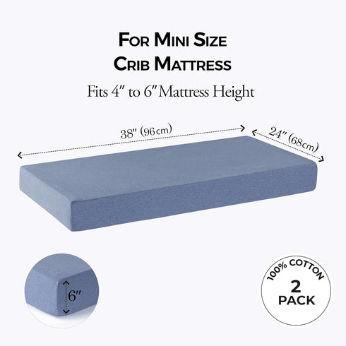 Pack 100% Pack 24x38 Dreamology Mini Crib Sheets, and Play Sheets Fitted, Cotton Mini Crib Sheets Fitted, Boy, Girl, n
