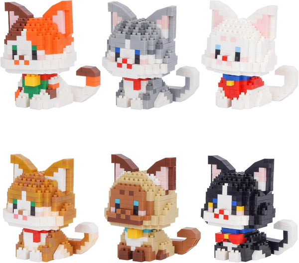 Mini Cat Building Block Sets, 6 Styles Cute Cat Model Micro Building