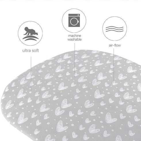 Pack Day2Dream 2 Pack, 100% Bassinet Sheets Fit for Graco 'n Play Travel Bassinet(not playard) and Munchkin Brica Baby