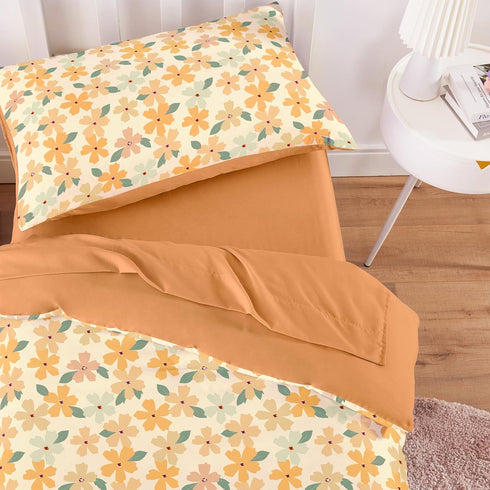 Set 4 Set Wake In Cloud - Toddler Bedding for Girls, Colorful Floral Flowers Leaves, Pieces Soft Crib Bed Including