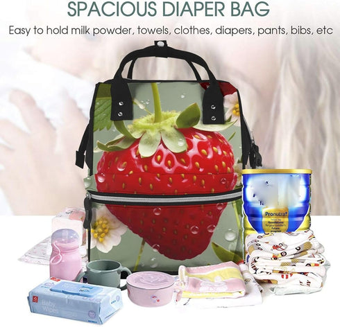KHIRY Backpack Mummy Backpack Diaper Bag Nappy Baby Bag Lovely Strawberry Multifunction Changing Bags for Travel